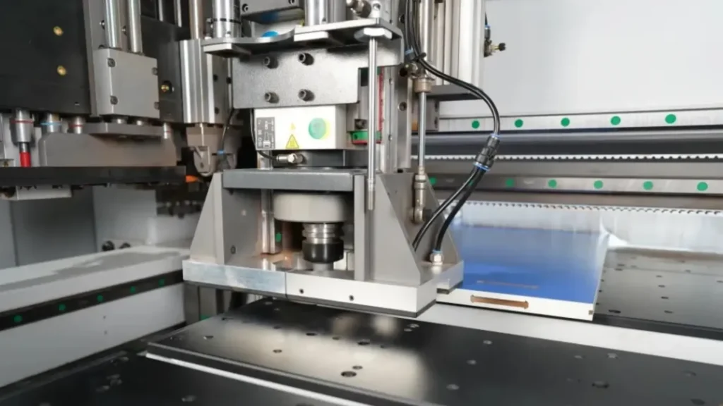 Taladro CNC de control numérico realizando perforaciones en tablero para producción industrial